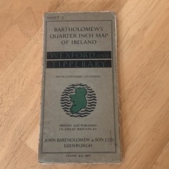 Bartholomew’s Quarter Inch Cloth Map Of Ireland Wexford And Tipperary Sheet 3