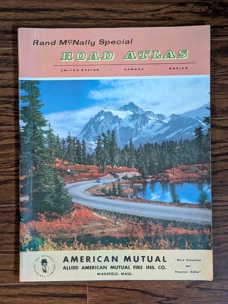 Rand McNally Road Atlas 1958 USA Canada Mexico English Road Maps Book
