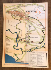 Agrigento, Sicily, fold out paper tourist map, 1960 vintage
