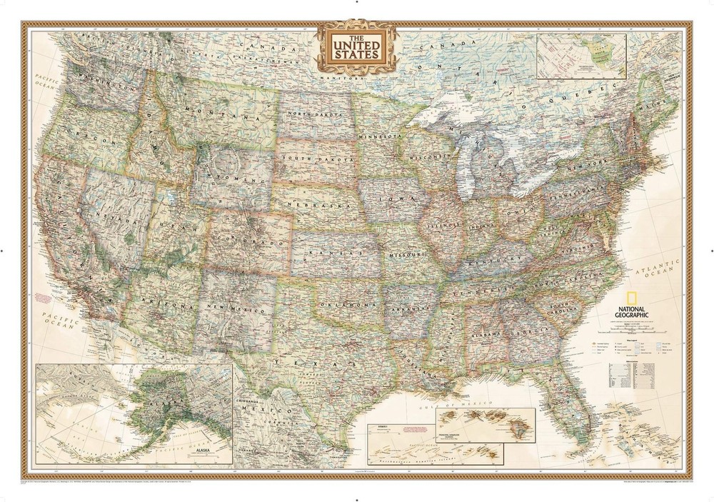 National Geographic United States Wall Map – Executive – Laminated (43.5 x 30…