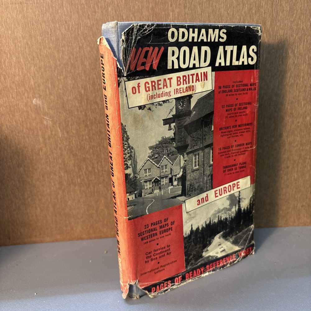 Odhams New Road Atlas of Great Britain and Europe, 1963, Odor free