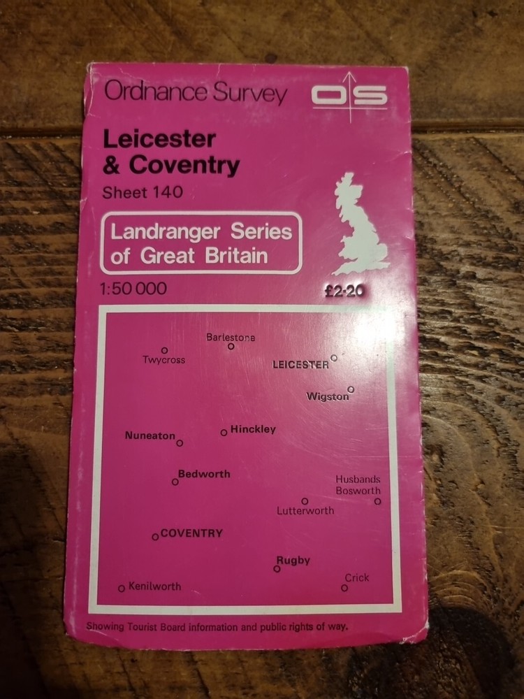OS,Ordnance Survey, Landranger map Sheet 140, Leicester & Coventry