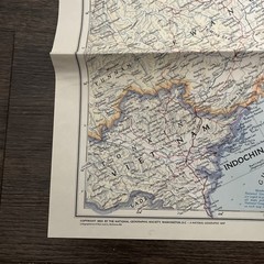 1953 National Geographic Magazine Paper Map China Coast And Korea Vintage