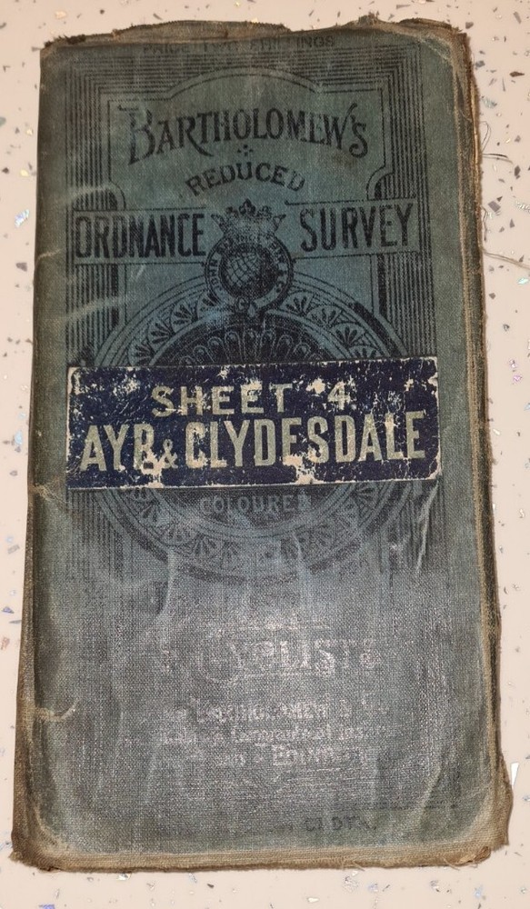 Bartholomew Glasgow & Clyde Map Blue Cover 1912-1919 Ordenance Map