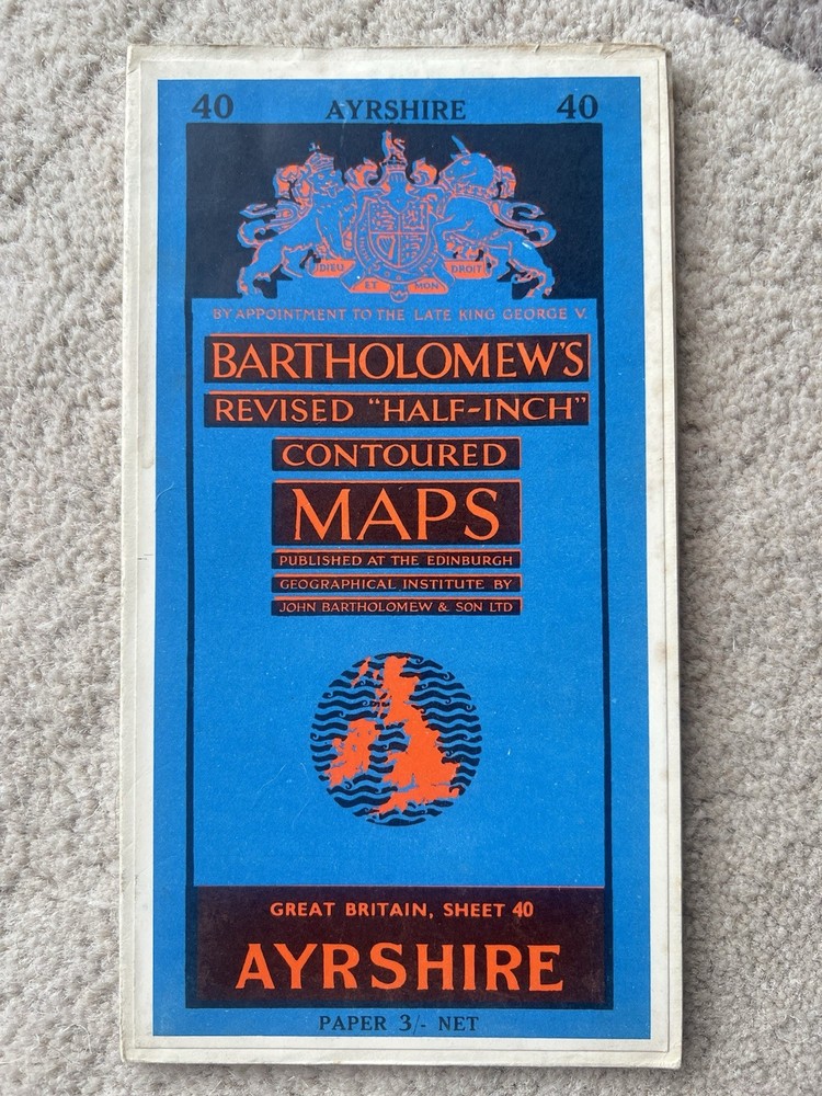 Bartholomew’s Map Ayrshire Scotland Vintage 60s 1962 Paper Half Inch FreePost UK