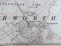 VINTAGE OS MAP OF KNEBWORTH AREA HERTFORDSHIRE 1946 SIX INCHES TO ONE MILE