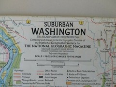 National Geographic Map, Suburban Washington, 1964 Folding Paper Map.