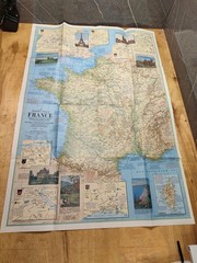 Vintage National Geographic Magazine Travelers Map Of France 1971 Festivals