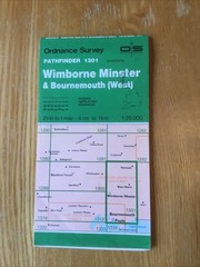 1988 Ordnance Survey Pathfinder Map 1301 Wimborne Minster & Bournemouth West