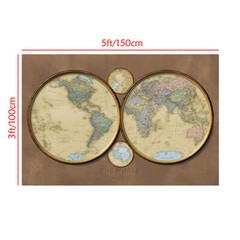 7x5ft 5x3ft Map of the World Without Flags Map Poster Prints Office Home Decor