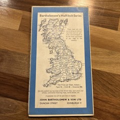 FENLAND Bartholomew Revised Contoured Half Inch Map sheet 25 Paper 1962 Boston