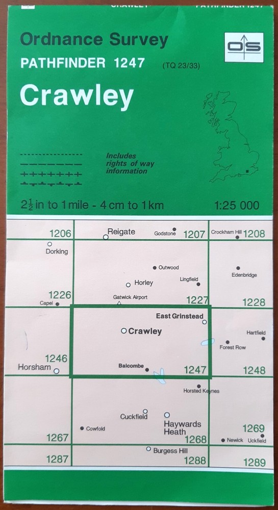 Ordnance Survey 1:25000 Pathfinder Crawley 1247 TQ23/33 1994