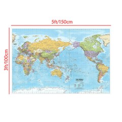 5×3 7x5ft A1/2 Large World Map Canvas Poster Political Maps Home Wall Decoration