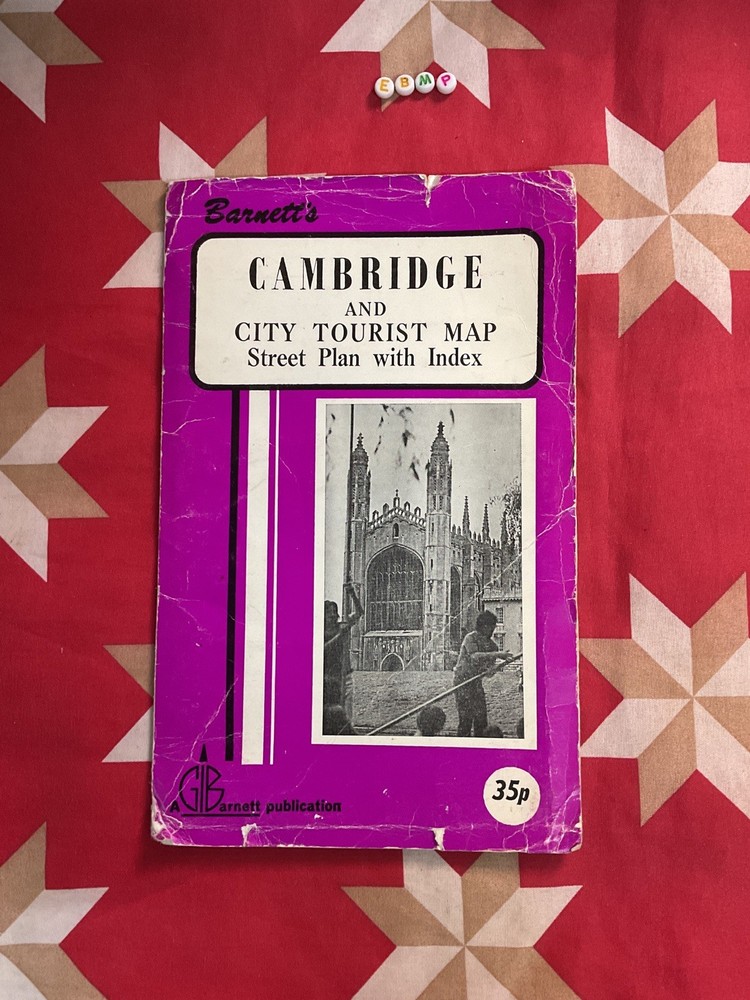 Scarce Early Vintage Map,tourist Cycling , Cambridge