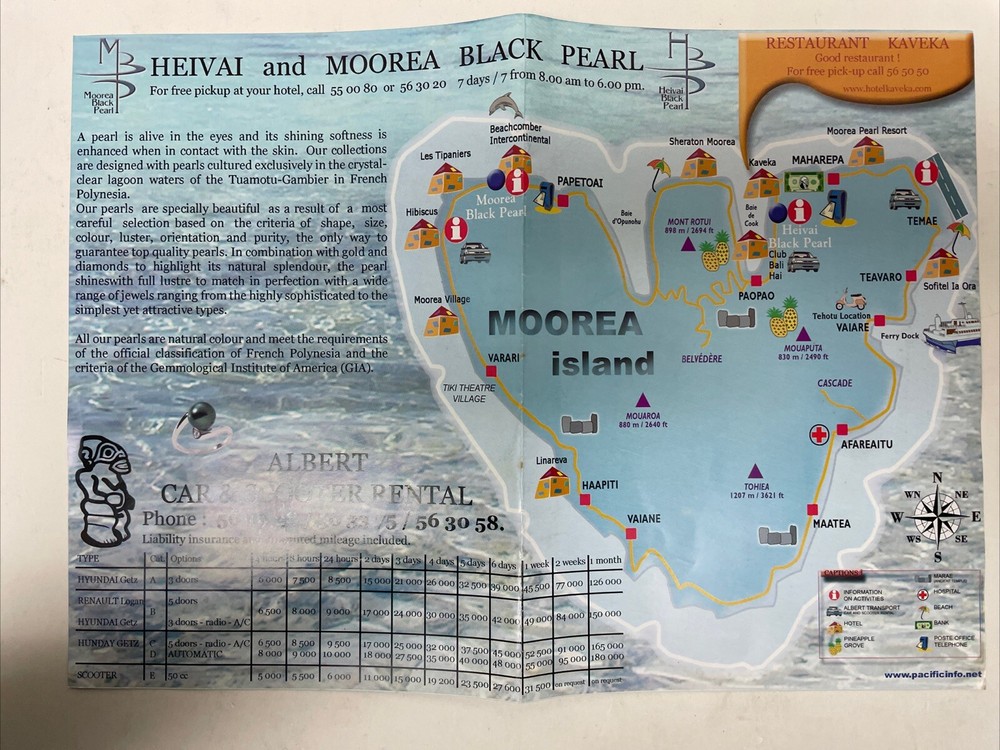 Heivai and Mo’orea Black Pearl French Polynesia Tourist Guide Map
