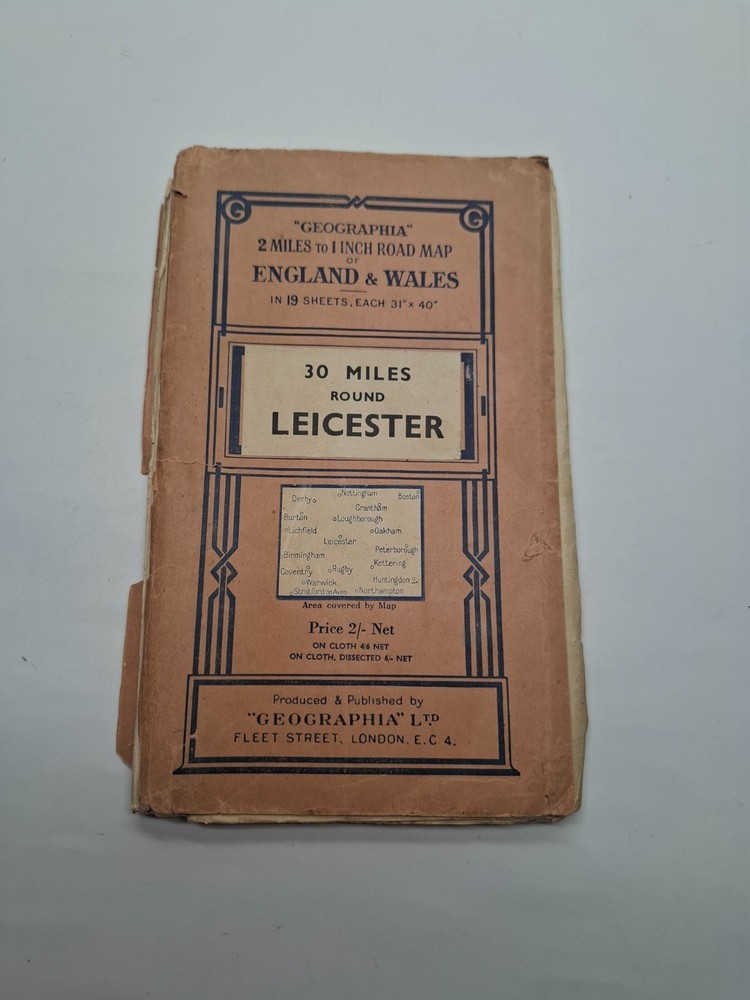 GEOGRAPHIA Vintage Edition Map , 30 Miles Round Leicester:Colour pages