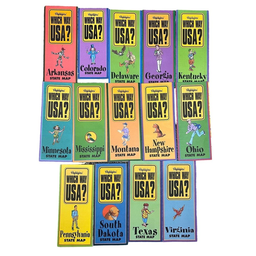 Lot (14) HIGHLIGHTS Which Way USA State Map School Activity Homeschool Learning