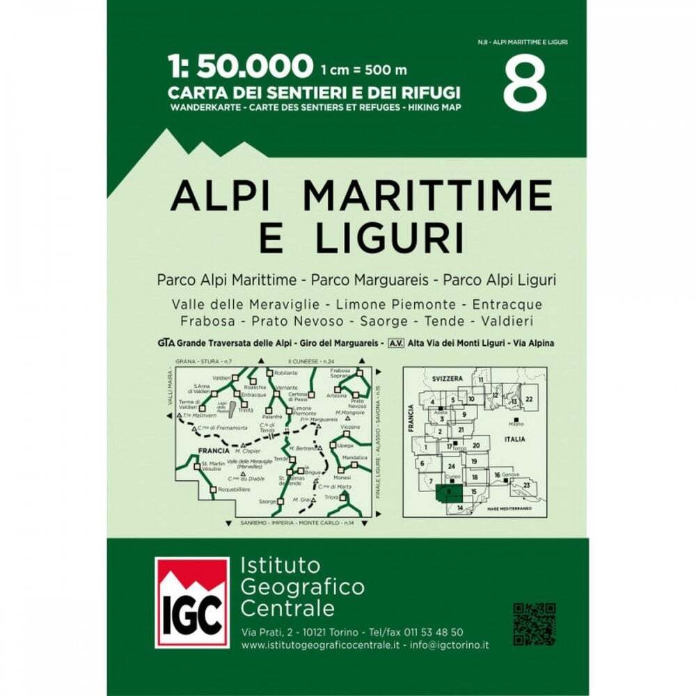 Italy France Maritime and Ligurian Alps 50k IGC Map 8 hiking GTA Via Alpina