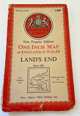 Ordnance Survey- LAND’S END – New Popular Edition – 1946 – 1″ Paper – Sheet 189