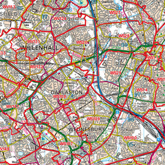 (G123) Map of Walsall WS Postcode Sectors, Poster of Walsall Postcodes