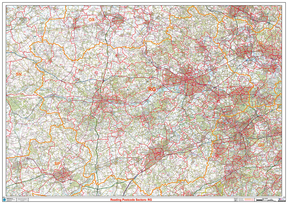 (G12) Map of Reading RG Postcode Sectors, Poster of Reading Postcodes