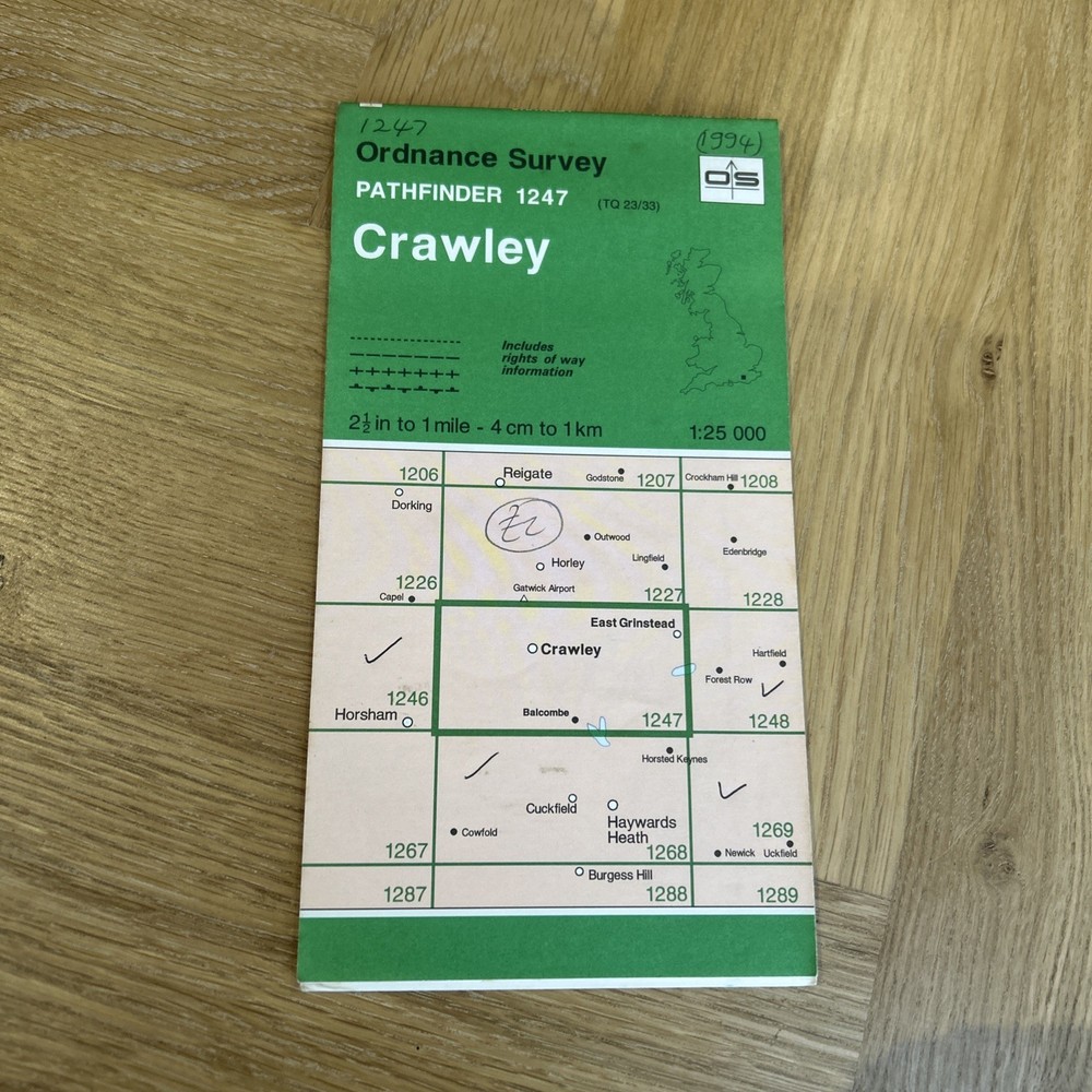 CRAWLEY Pathfinder 1247 Ordnance Survey Sheet 1:25,000 1994 EAst Grinstead