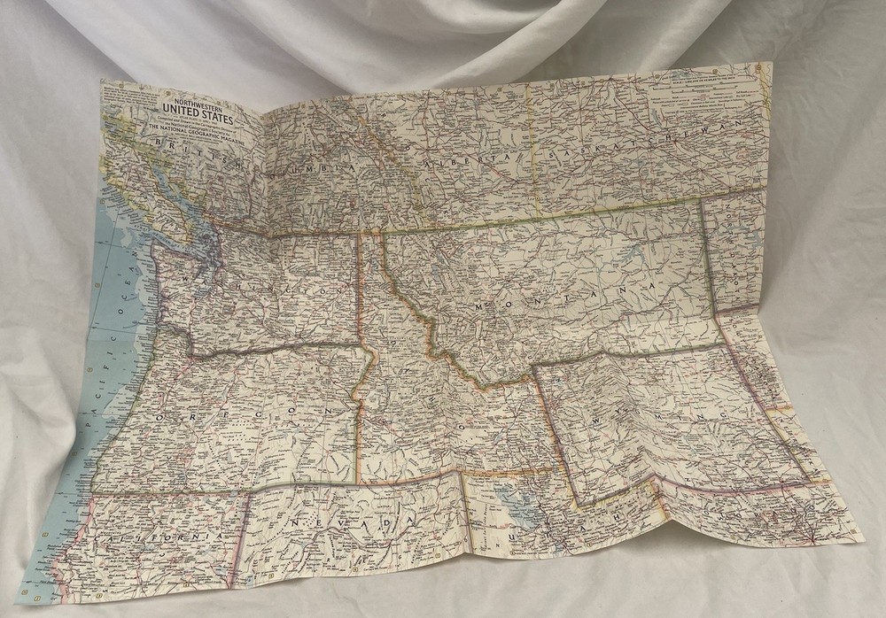 Vintage National Geographic Map Northwestern United States April 1960