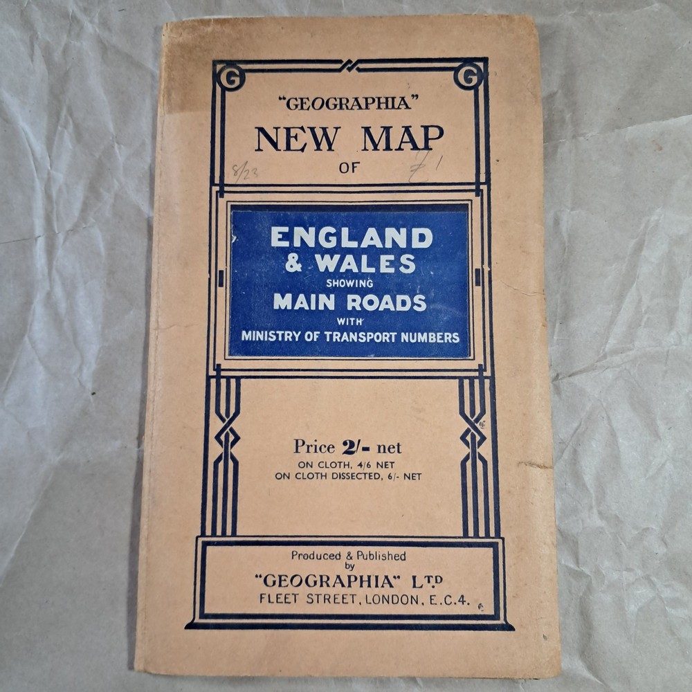 Vintage Geographia Map England & Wales, Paper Map