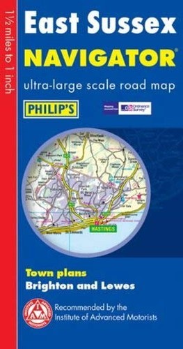 Philip’s Navigator Road Map East Sussex by Philip’s Maps Hardback Book The Fast