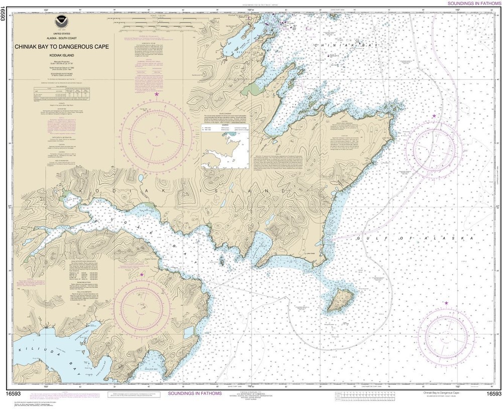 Chiniak Bay to Dangerous Cape | Waterproof NOAA Chart 16593