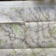 Vintage 1965 OS War Office Portrait Map Of Cardiff 90x73cm