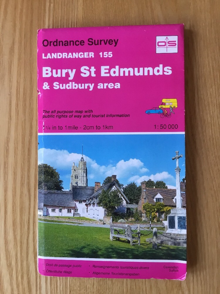 1994 Ordnance Survey Landranger Map 155 Bury St Edmunds & Sudbury (inc Hadleigh