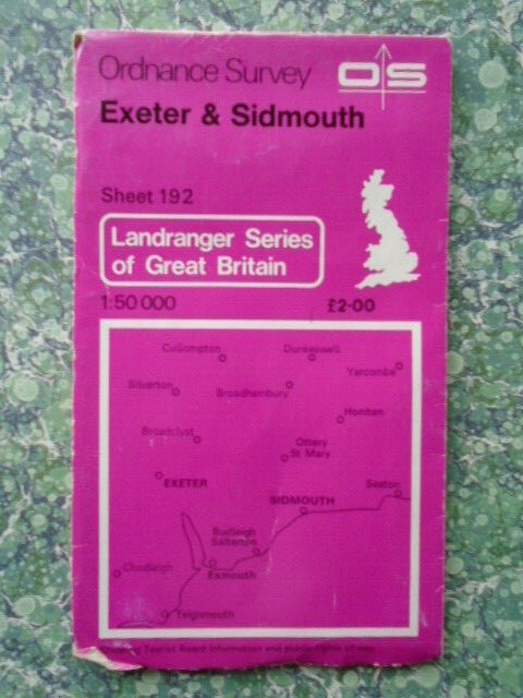 OS Ordnance Survey Landranger Sheet Map 192 Exeter & Sidmouth 1974 177G