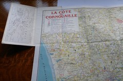 Vintage Map-Carte Touristique de la Cote de Cornouaille-Collection Rivages 25-VG