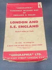 Geographia Clearway Mileage Map Of London And South-East England Sheet 1