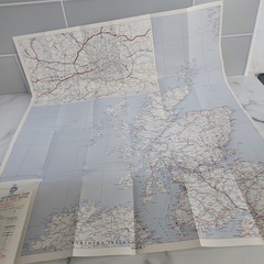 RAC Route Map Of Great Britain 1970 Through Routes Based on Weymouth