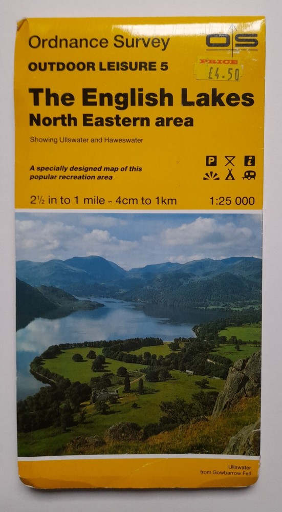 English Lakes North Eastern Area Ordnance Survey 2 1/2 Inch to a mile map – 1989