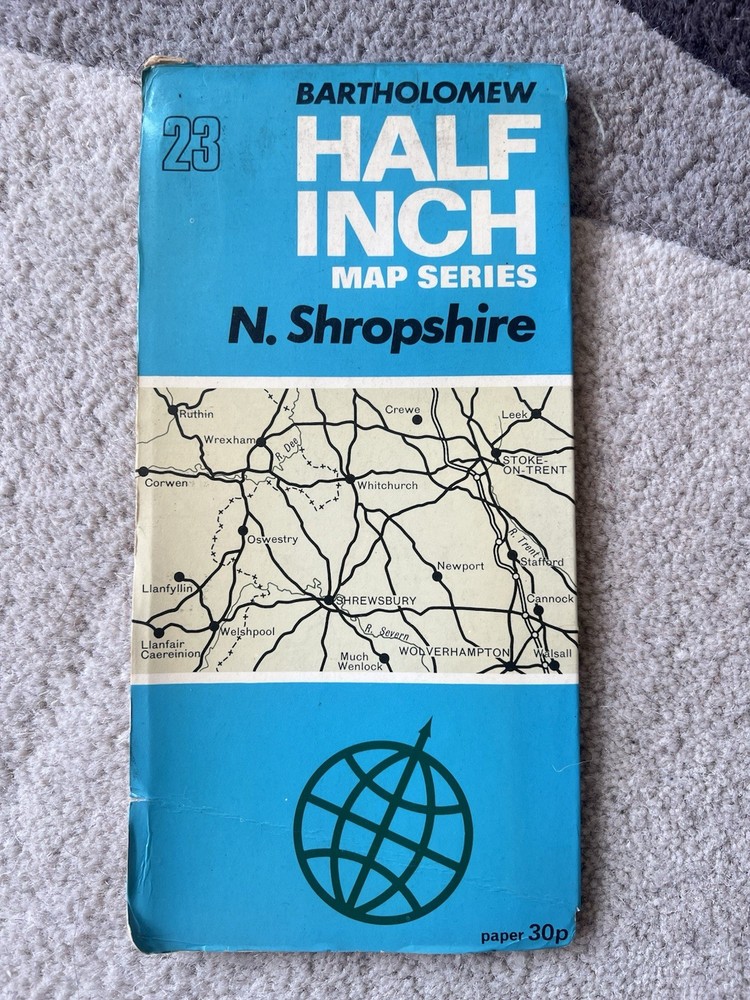 Bartholomew Map N Shropshire Stoke Wrexham Vintage 70s 1971 Paper ½” FreePostUK