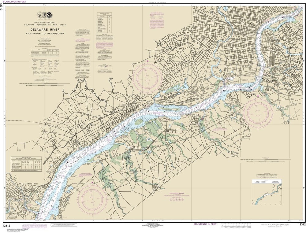 Delaware River Wilmington to Philadelphia | Waterproof NOAA Chart 12312