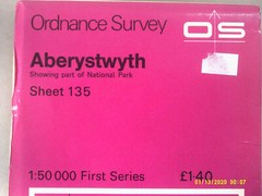 1974 Ordnance Survey Landranger Map. Sheet 135. ABERYSTWYTH. VG.