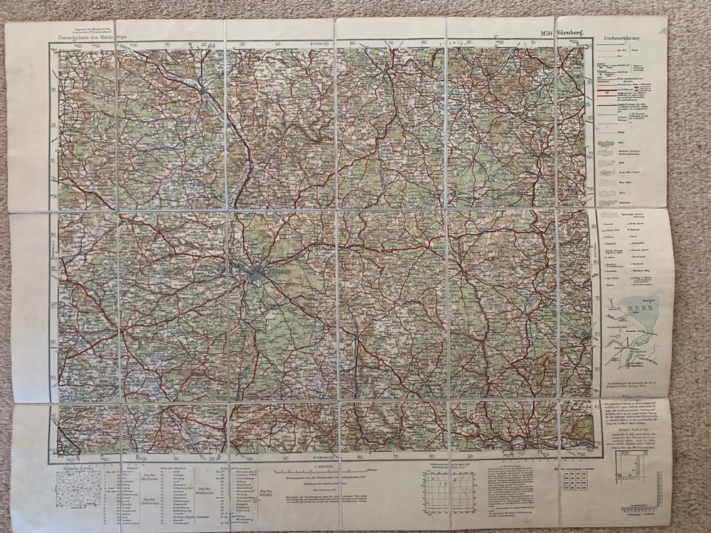 Sifton, Praed & Co. Map of Nurnberg. 1929 reprint of 1913. Fabric.