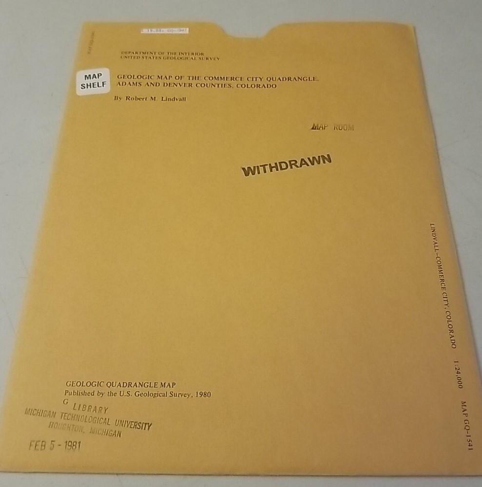USGS Geologic Map Commerce City Quadrangle, Adams & Denver Counties, Colorado