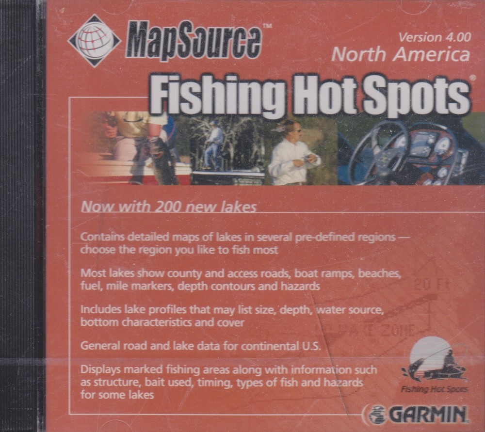 MapSource Fishing Hot Spots CD Garmin GPS SEALED version 4.0 007-00156-00 Rev. D