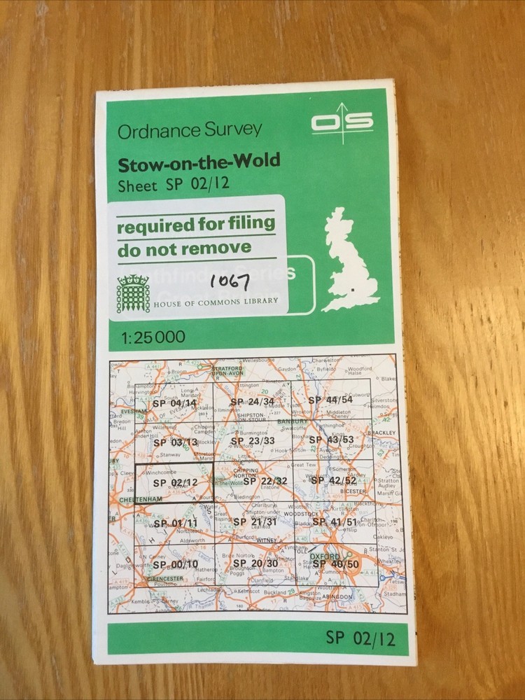 1985 Ordnance Survey Pathfinder Map SP 02/12 Stow-on-the-Wold (incl Winchcombe )