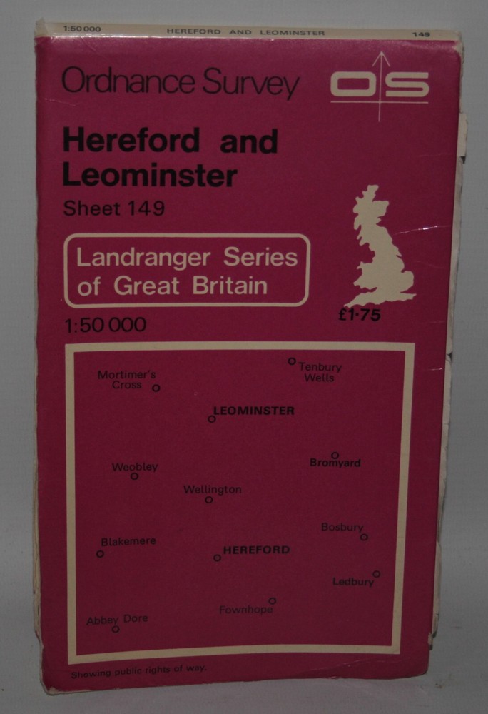 Ordnance Survey Landranger Map – Hereford & Leominster, Sheet 149 – 1974