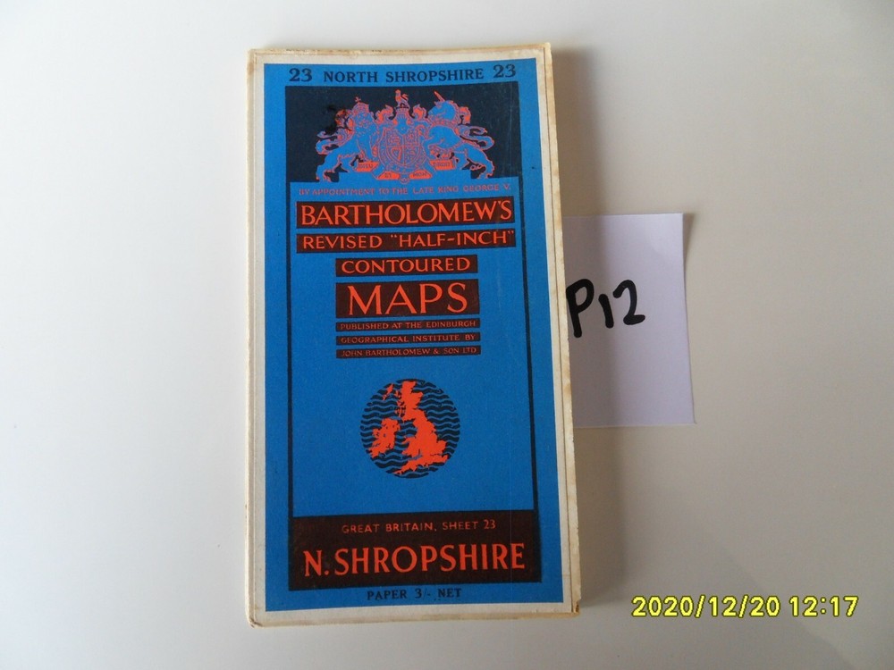 Vintage Bartholomews “Half Inch” Map Number 23 North Shropshire (Paper).