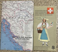 Vintage Map Switzerland Austria Northern Italy National Geographic 1965 BROCHURE