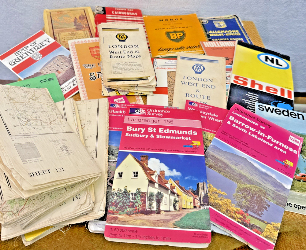 Vintage Ordnance Survey Shell Michelin BP AA British Road Travel Maps Bundle x33