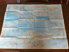 National GEOGRAPHICAL Map WEST INDIES 1954
