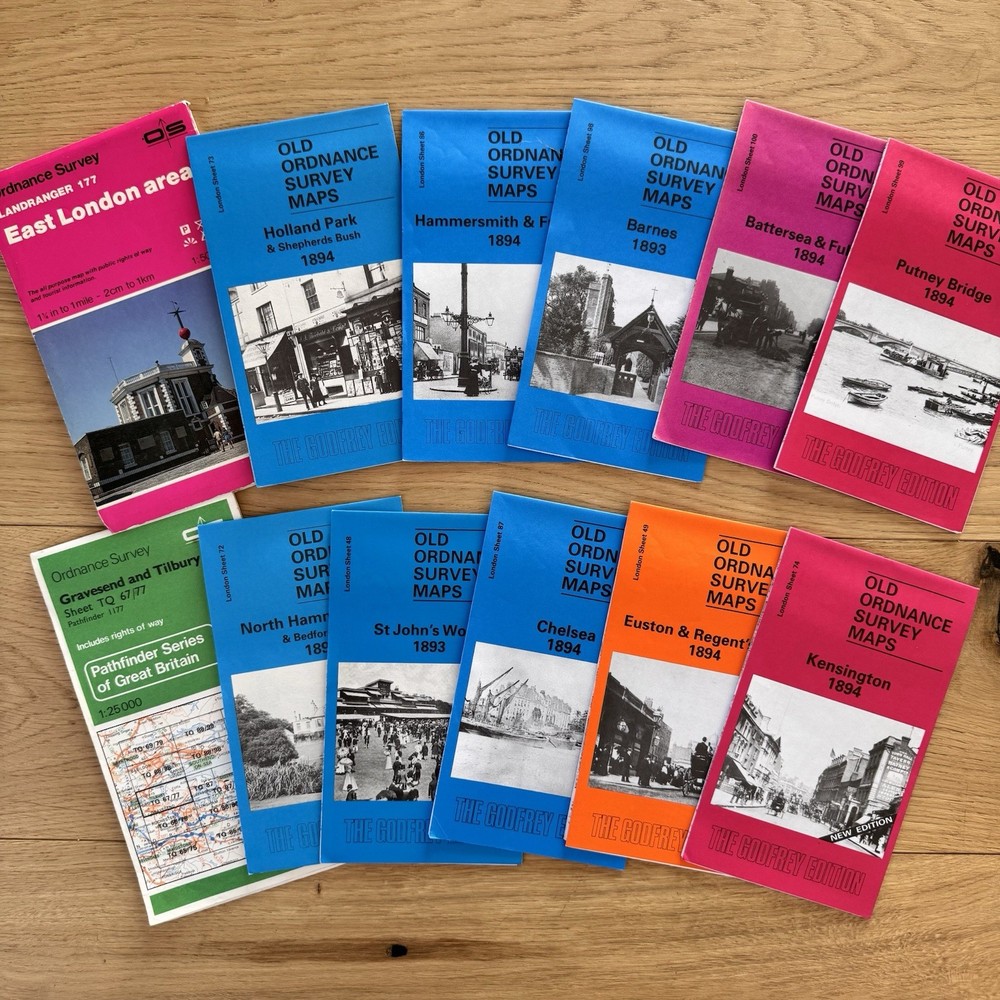 Vintage Ordinance Survey Maps Assorted Godfrey Edition